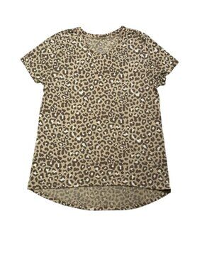 Zoe + Liv Leopard Print Tee Shirt XXL Tan Brown Short Sleeve Top